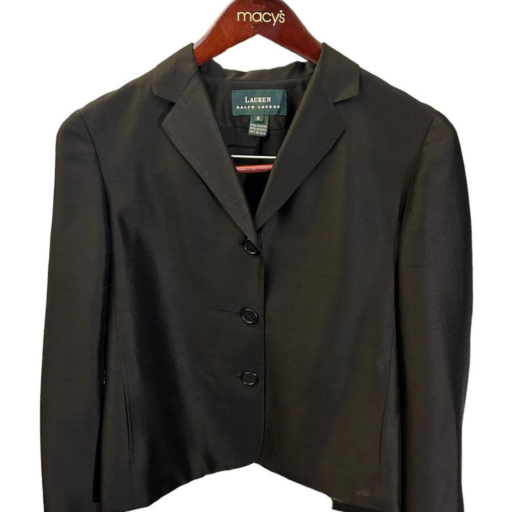 Lauren Ralph Lauren Women's (6) Black 100% Silk 3-Button Blazer